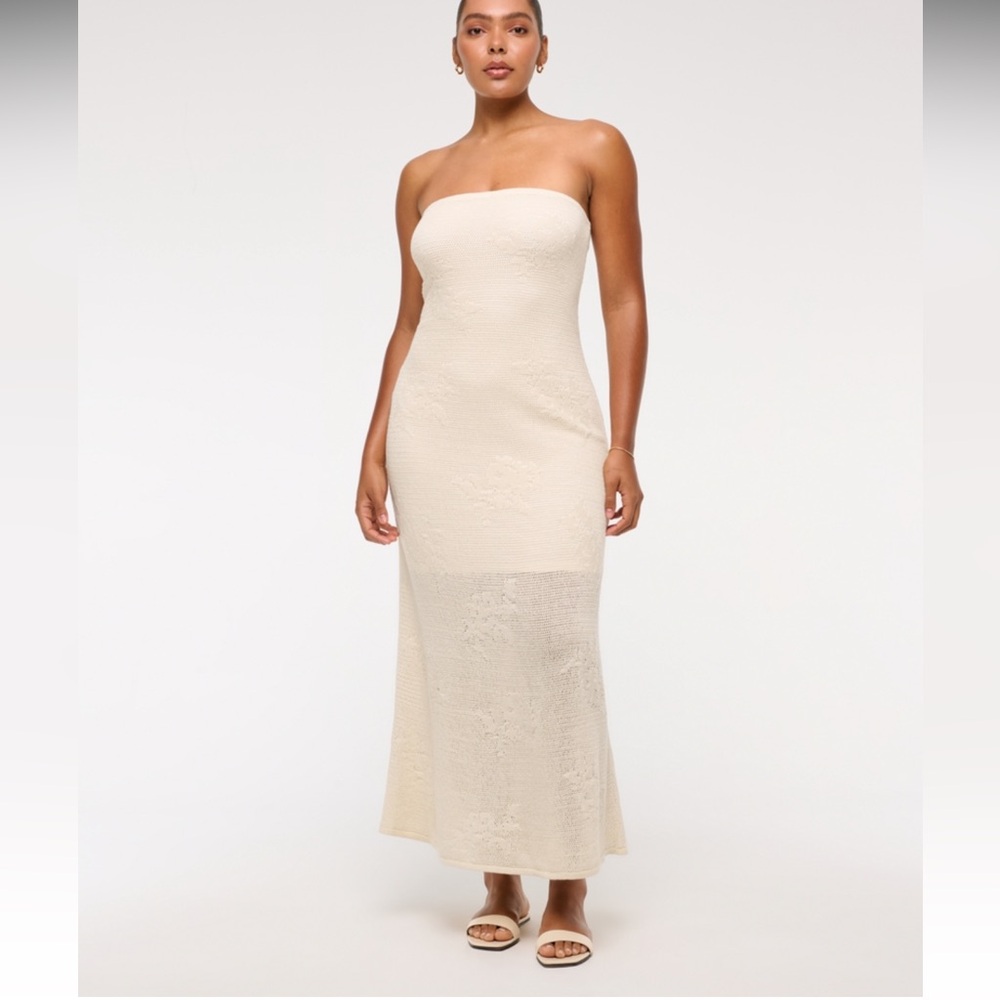 Strapless Crochet-Style Maxi Dress